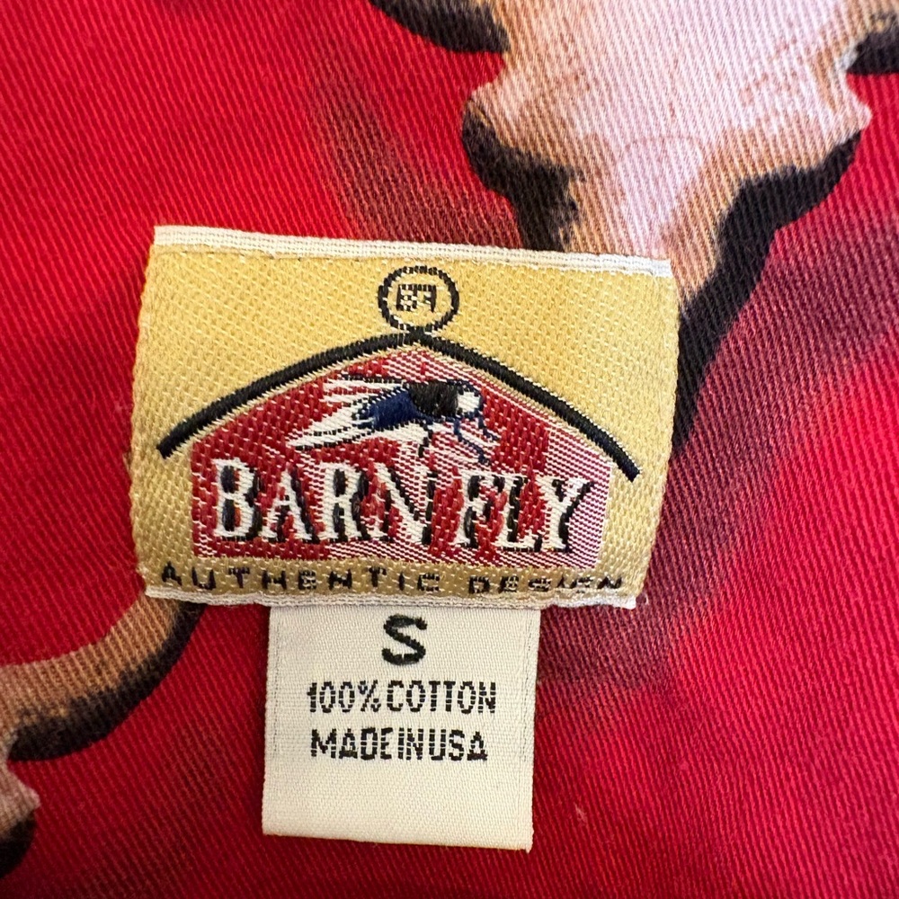 Vintage Barn Fly Red Longhorn Western Cowgirl Rodeo Button Down Shirt Small - Picture 3 of 5